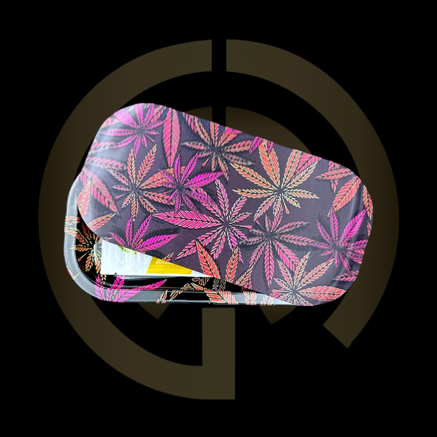 Slim Metal Rolling Tray w/ 3D Magnetic Lid - Red Leaves