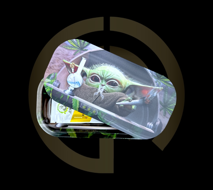 Slim Metal Rolling Tray w/ 3D Magnetic Lid - The Wise Pass