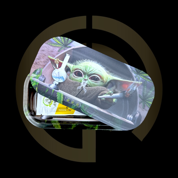 Slim Metal Rolling Tray w/ 3D Magnetic Lid - The Wise Pass