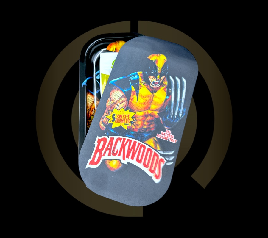 Slim Metal Rolling Tray w/ 3D Magnetic Lid - Wolf Man