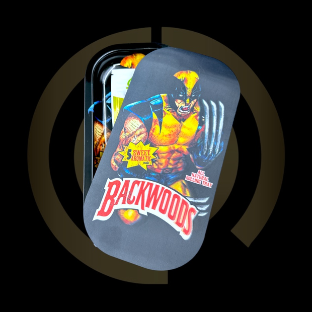 Slim Metal Rolling Tray w/ 3D Magnetic Lid - Wolf Man