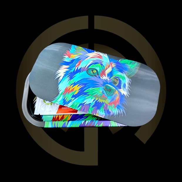 Slim Metal Rolling Tray w/ 3D Magnetic Lid - Rio