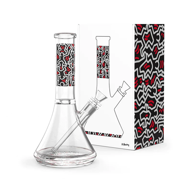 K. Haring Collection - Glass Water Pipe (Red/White/Black)