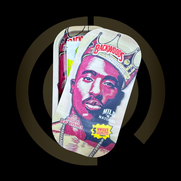 Slim Metal Rolling Tray w/ 3D Magnetic Lid - King of Rap