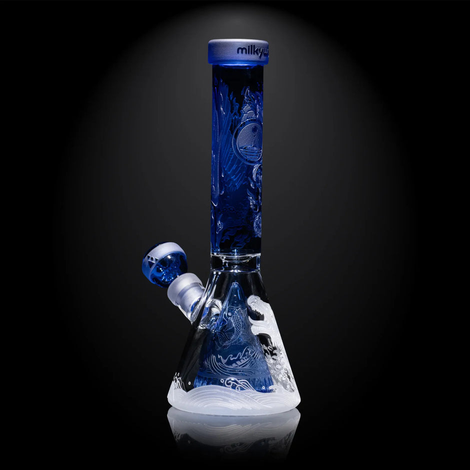 Milky Way Glass - Blood Feud Beaker w/ Collins Perc - Light Blue (11
