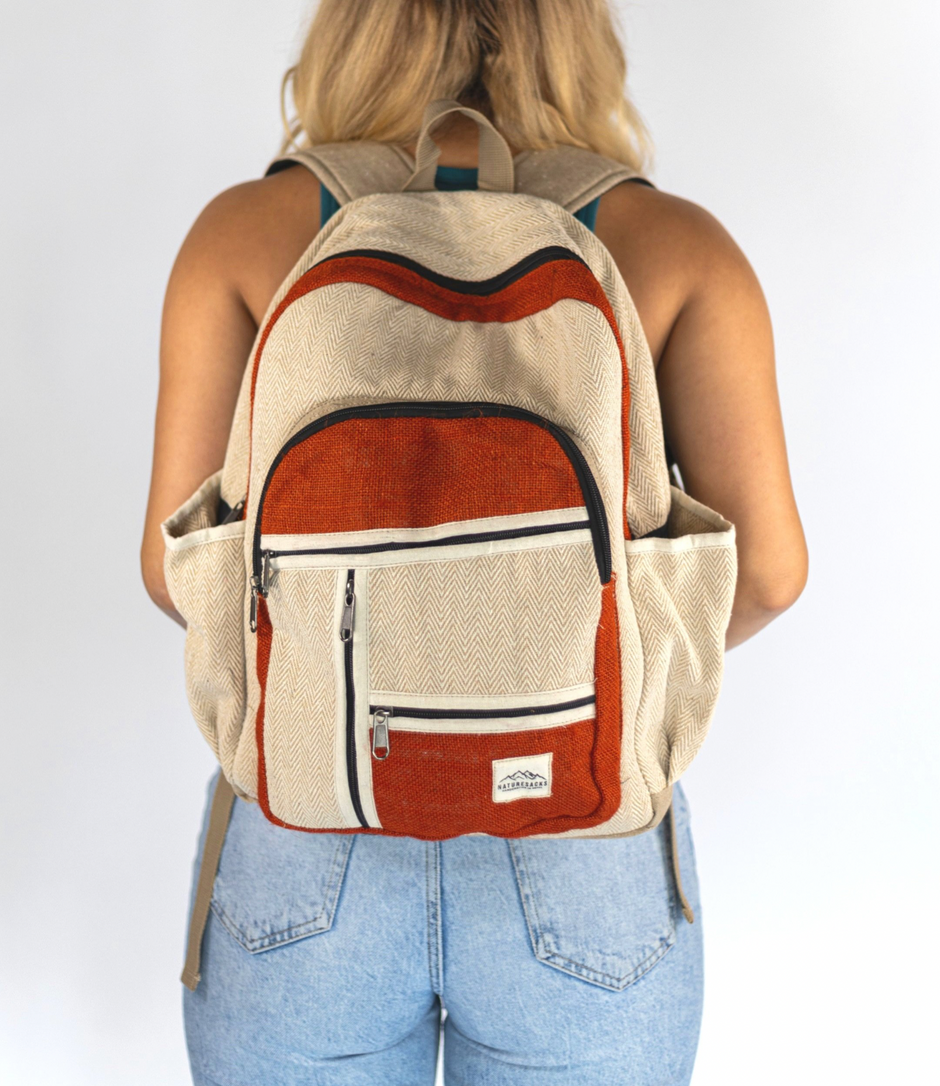 Nature Sacks - Handcrafted Hemp Backpack - Red