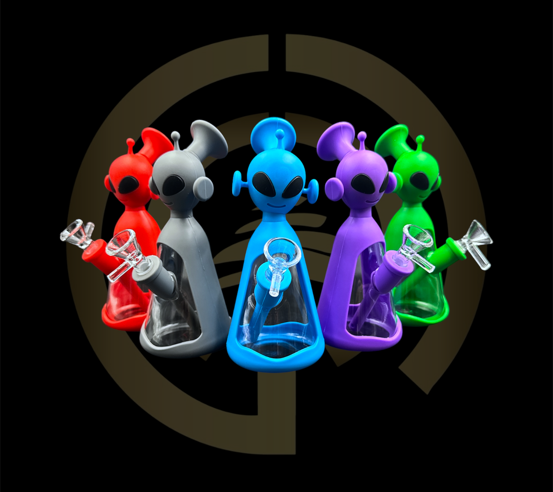 Silicone Water Pipe - Aliens (7.5