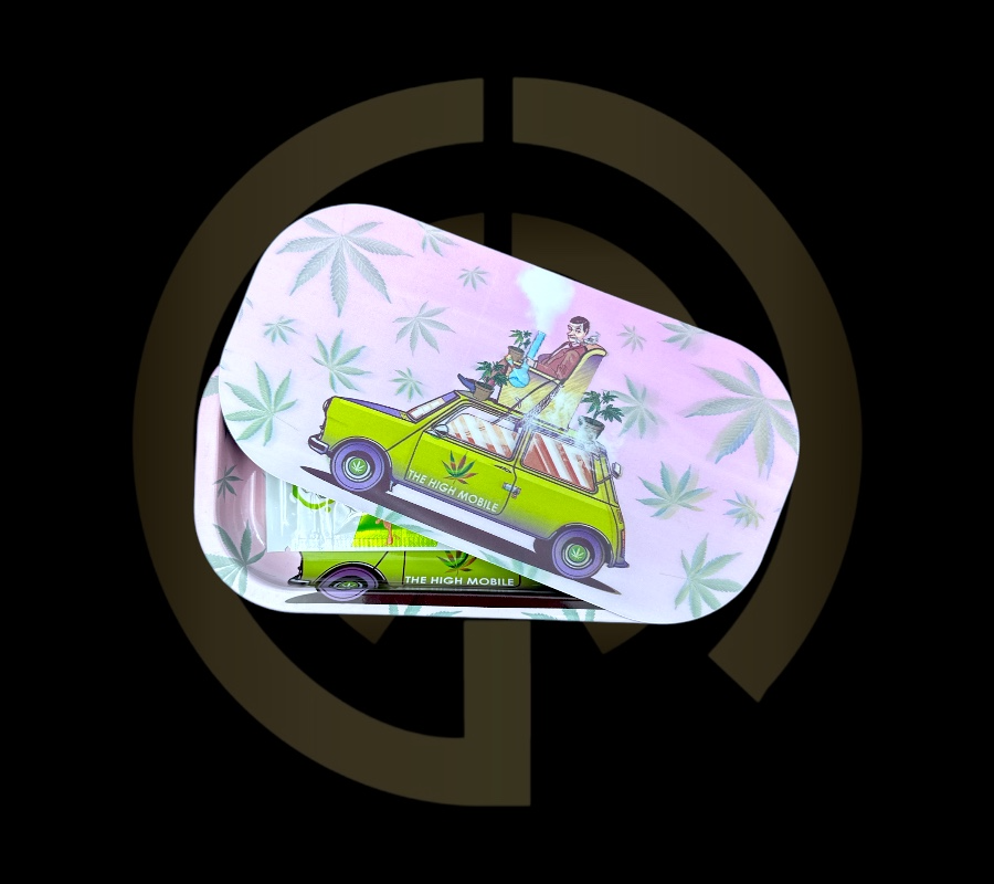 Slim Metal Rolling Tray w/ 3D Magnetic Lid - Bean's Car