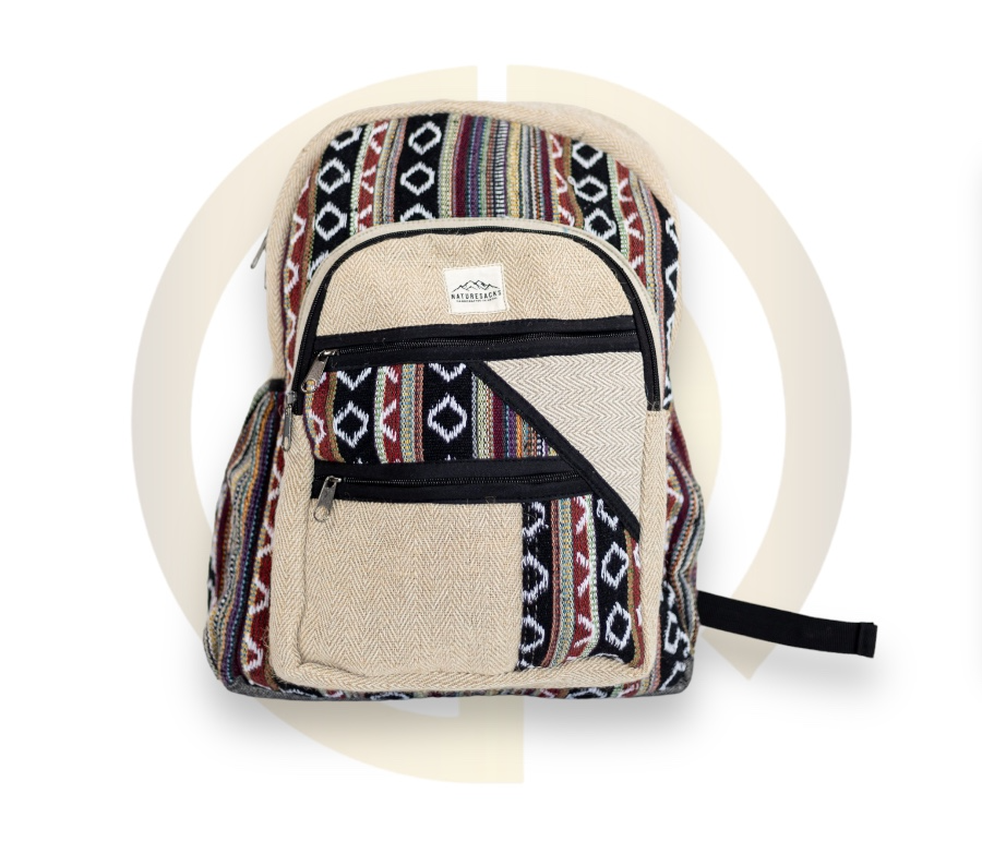 Nature Sacks - Handcrafted Hemp Backpack - Black Design