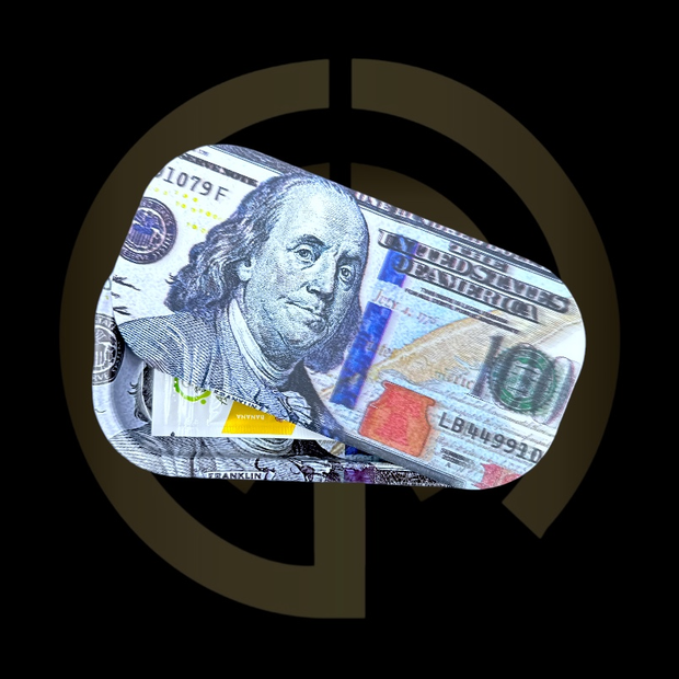 Slim Metal Rolling Tray w/ 3D Magnetic Lid - Blue Bills