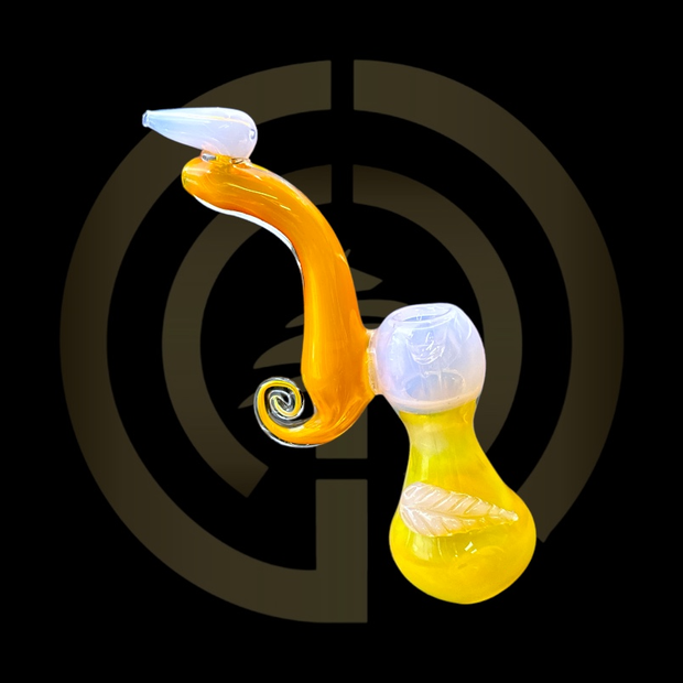 Glass Bubbler - Golden Touch with Leaf (8.5")