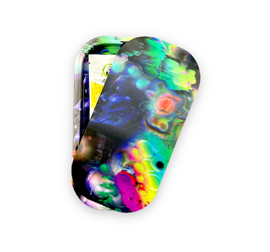 Slim Metal Rolling Tray w/ 3D Magnetic Lid - Bubbly Head