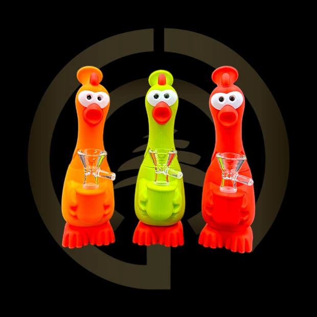 Silicone Water Pipe - Screaming Chicken (7")