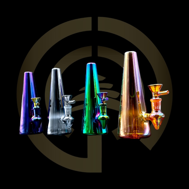 Glass Water Pipe - Colored Cone (7")