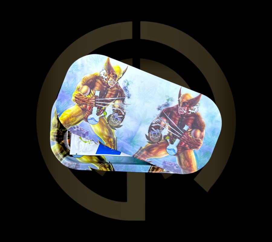 Slim Metal Rolling Tray w/ 3D Magnetic Lid - Double Claws