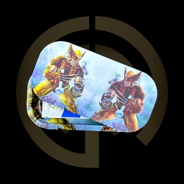 Slim Metal Rolling Tray w/ 3D Magnetic Lid - Double Claws