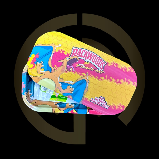 Slim Metal Rolling Tray w/ 3D Magnetic Lid - Fire Dragon