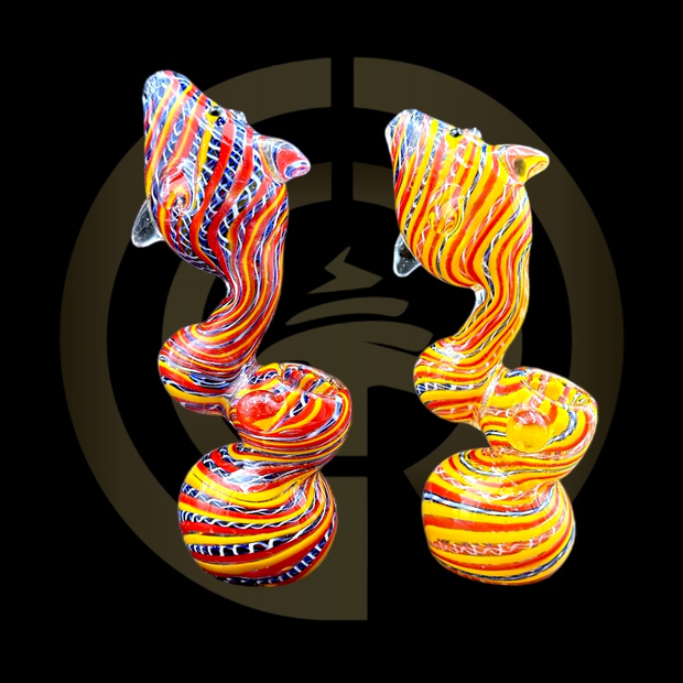 Glass Bubbler -  Flying Fish (7")