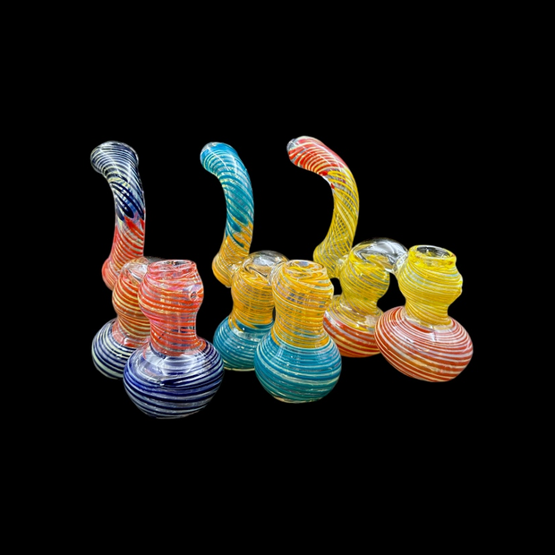 Glass Bubbler - Double Chamber Swirls (6.5")