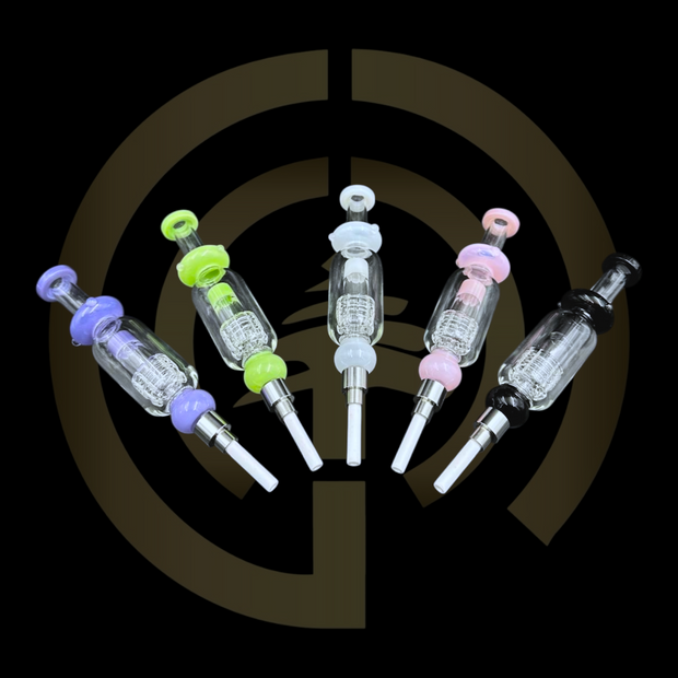 Glass Nectar Collector - Built In Gear Perc (8")