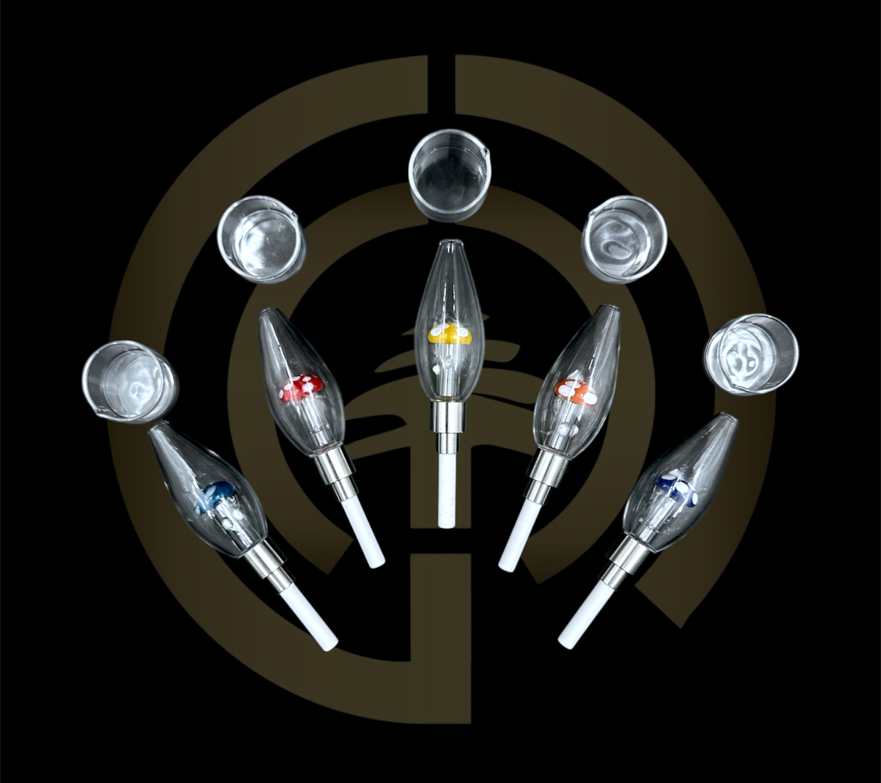 Glass Nectar Collector - Mini Mushroom Blub (5