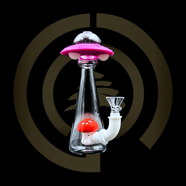 Silicone Water Pipe - UFO Mushroom Invasion (7")