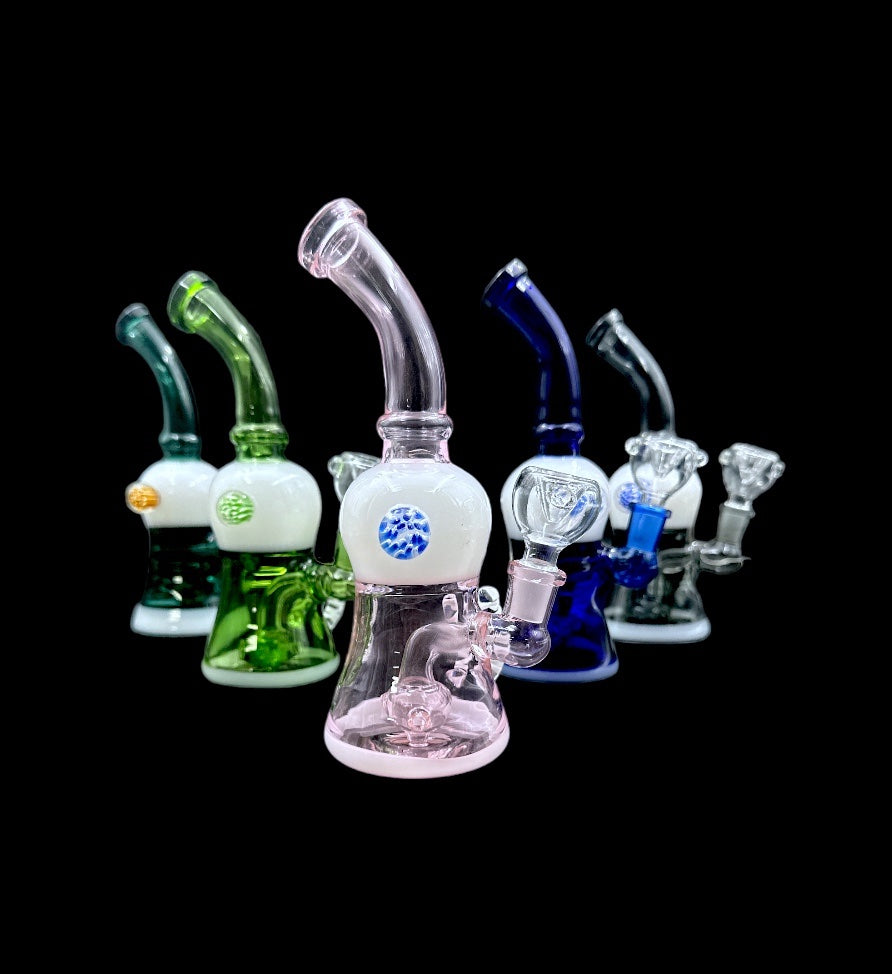Mini Water Pipe - Horns w/ Flower Emblem (8