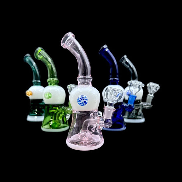Mini Water Pipe - Horns w/ Flower Emblem (8")
