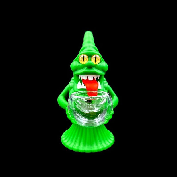 Silicone Water Pipe - Green Ghost (6")