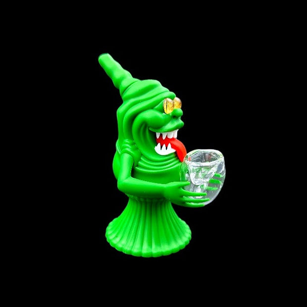 Silicone Water Pipe - Green Ghost (6")