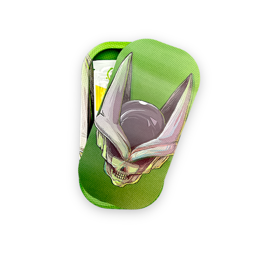 Slim Metal Rolling Tray w/ 3D Magnetic Lid - Green Skull