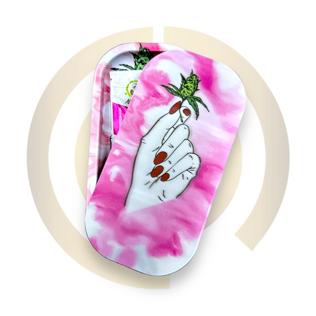 Slim Metal Rolling Tray w/ 3D Magnetic Lid - Her Bud