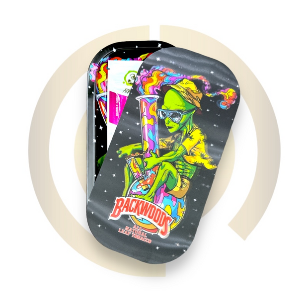 Slim Metal Rolling Tray w/ 3D Magnetic Lid - High Alien