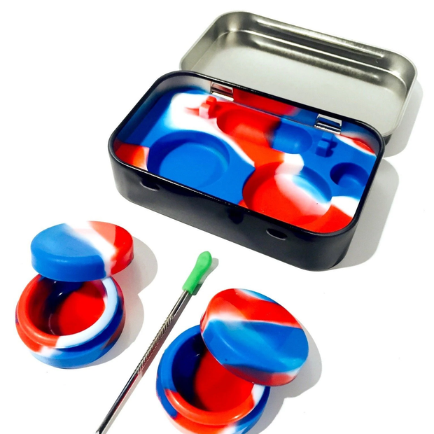 Silicone Container - Tin Case w/ Dab Tool