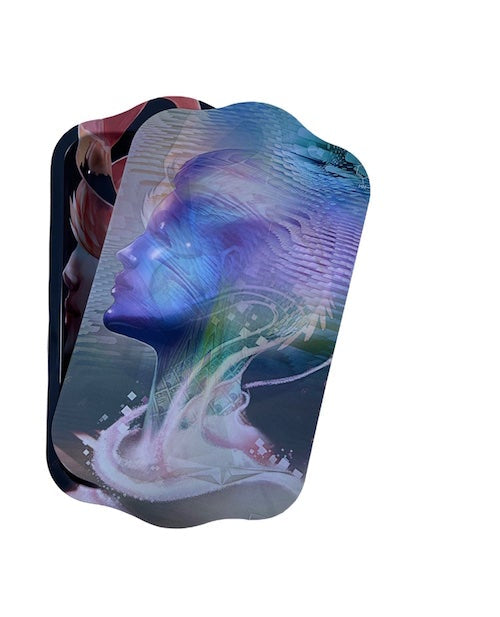 Metal Rolling Tray w/ 3D Magnetic Lid - Flamingo Lady