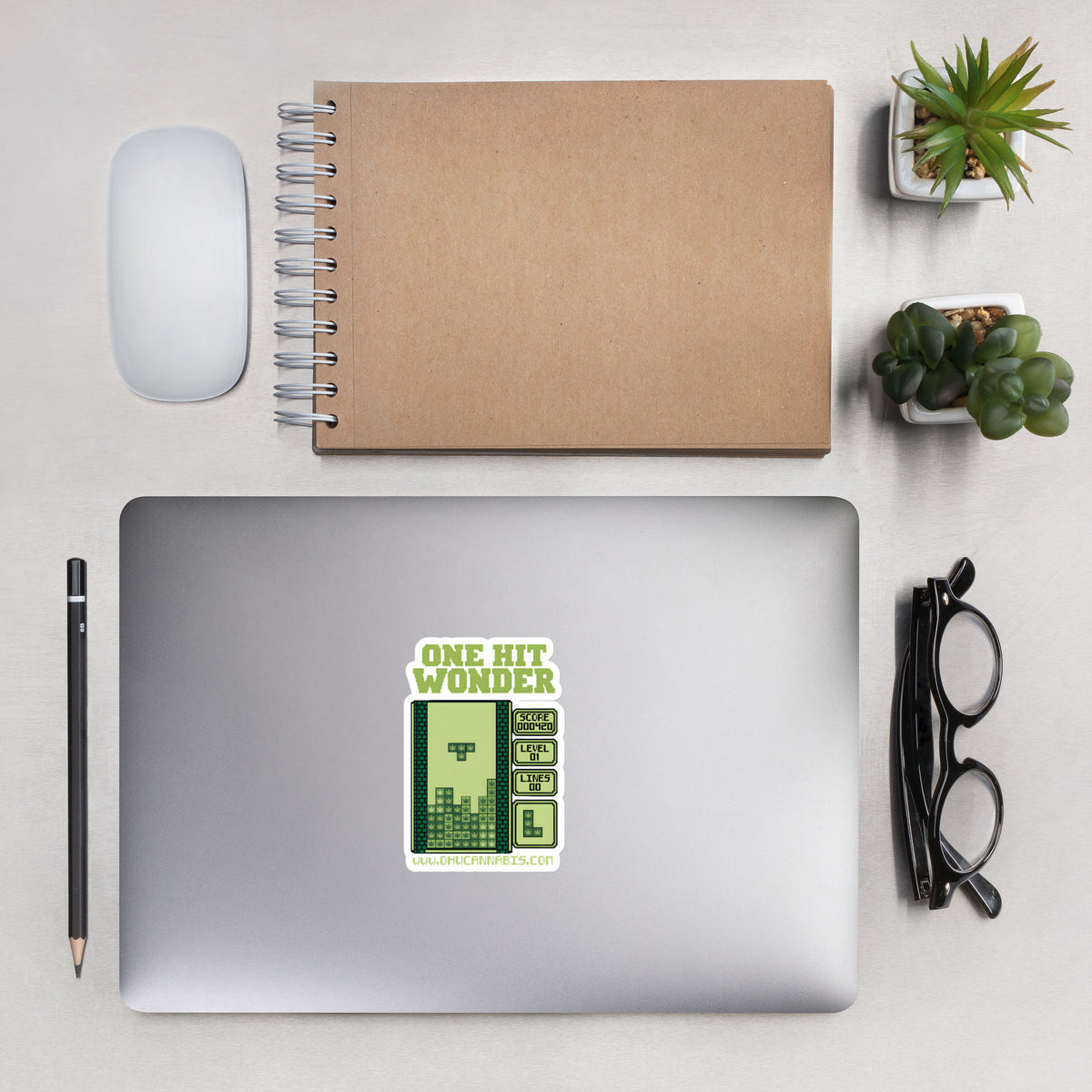 One Hit Wonder Block Stack Sticker - 4in on a laptop