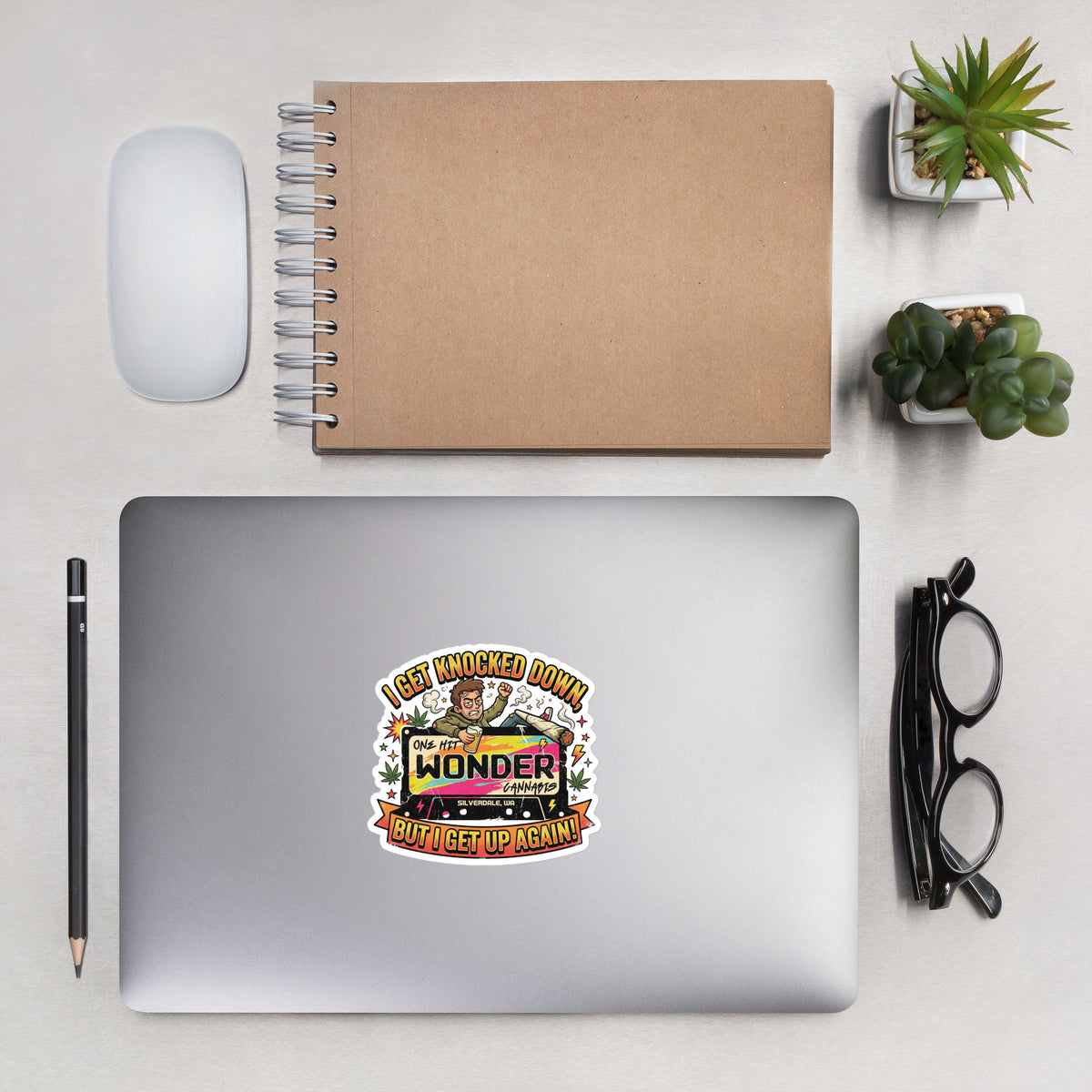 I Get Knocked Down Sticker - 4in on a laptop