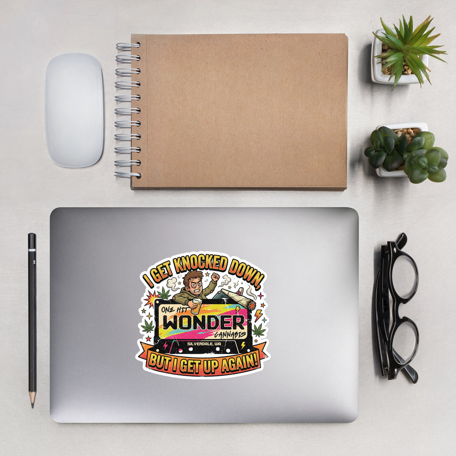 I Get Knocked Down Sticker - 5.5in on a laptop