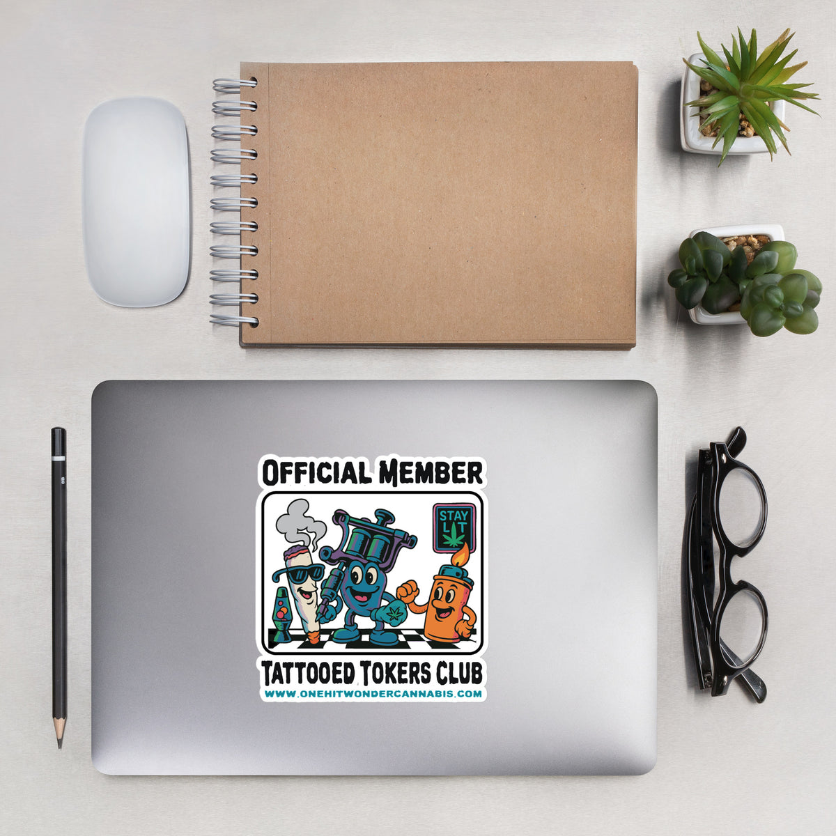 Tattooed Tokers Club Sticker - 5.5in on a laptop