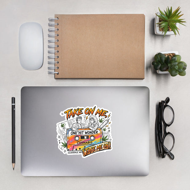 Take On Me Sticker - 5.5in on a laptop