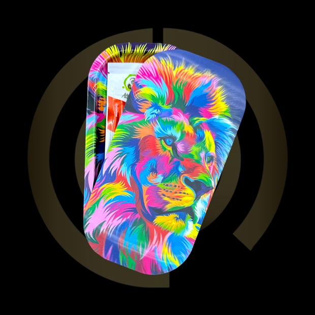 Slim Metal Rolling Tray w/ 3D Magnetic Lid - Lion Collage