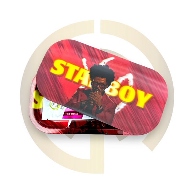 Slim Metal Rolling Tray w/ 3D Magnetic Lid - Star Guy