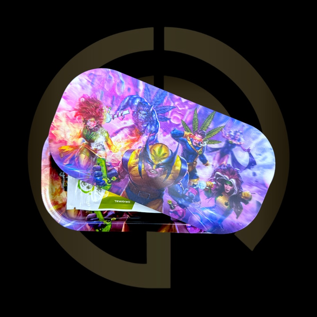 Slim Metal Rolling Tray w/ 3D Magnetic Lid - Super Team