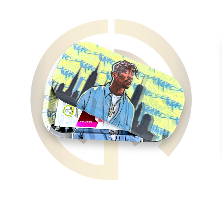 Slim Metal Rolling Tray w/ 3D Magnetic Lid - Bandana Man