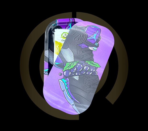 Slim Metal Rolling Tray w/ 3D Magnetic Lid - Grape Shoe