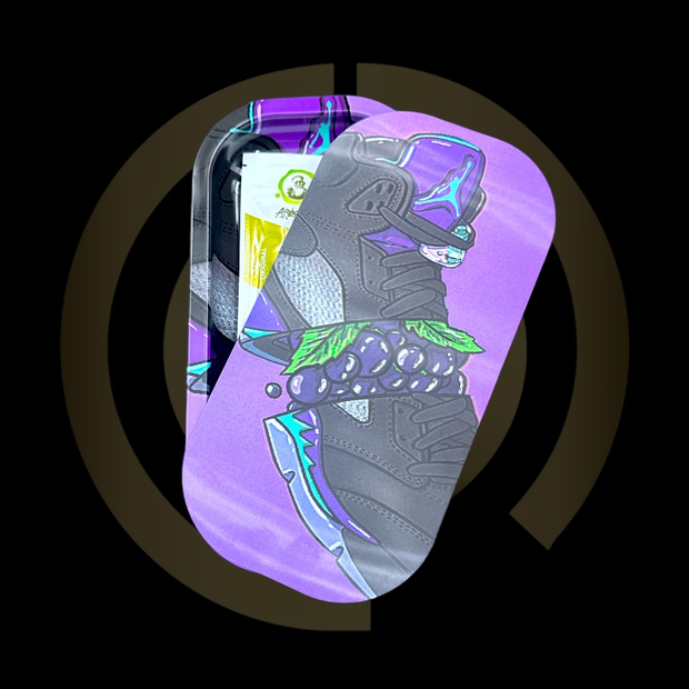 Slim Metal Rolling Tray w/ 3D Magnetic Lid - Grape Shoe