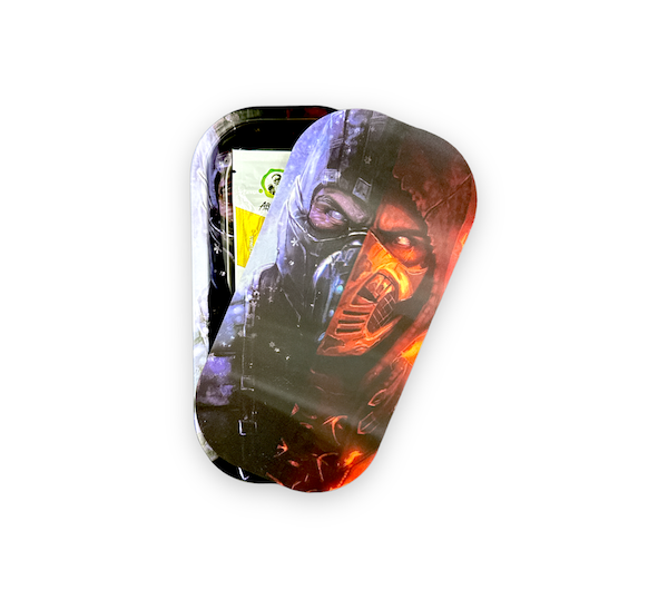 Slim Metal Rolling Tray w/ 3D Magnetic Lid - Mortal Fight