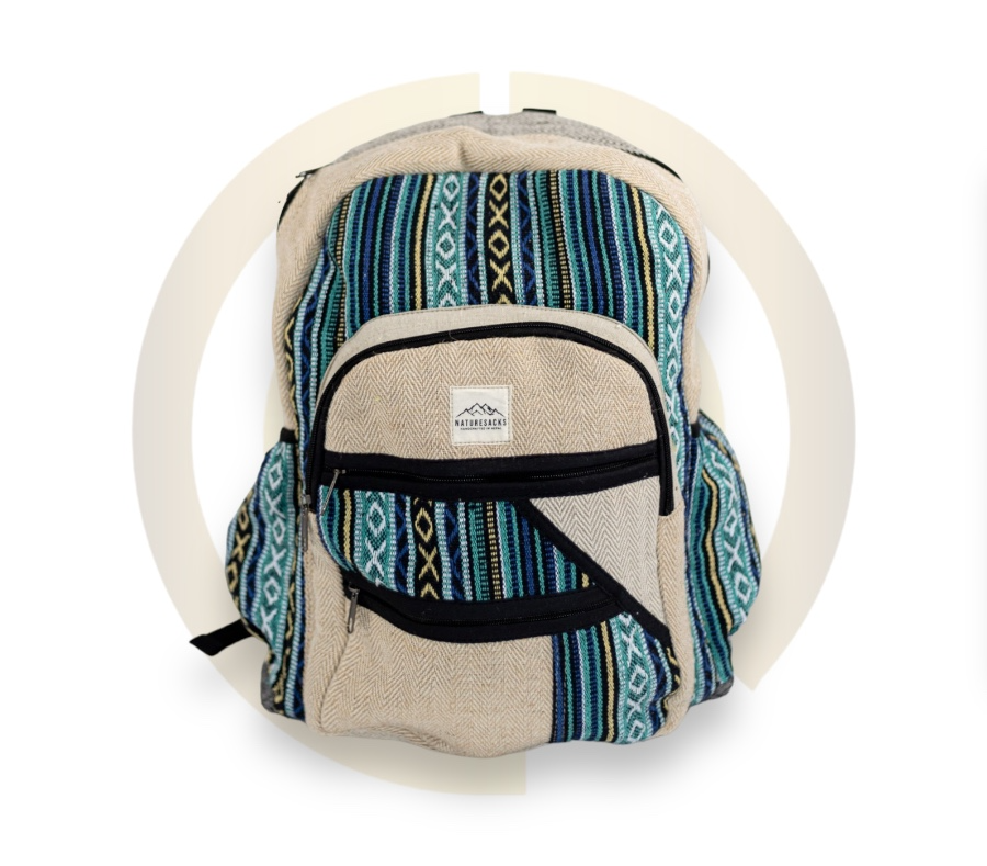 Nature Sacks - Handcrafted Hemp Backpack - Sky Blue