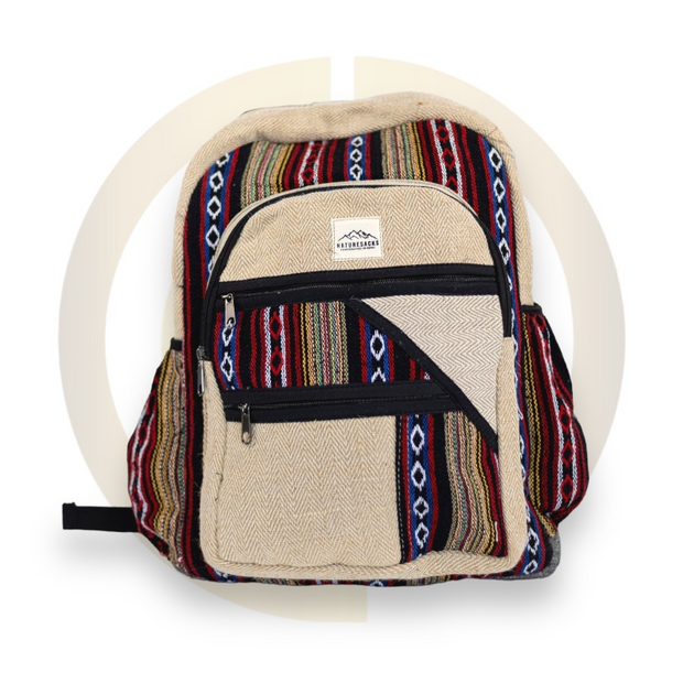 Nature Sacks - Handcrafted Hemp Backpack - Red Design