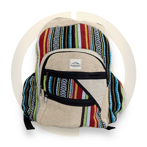 Nature Sacks - Handcrafted Hemp Backpack - Rainbow Design